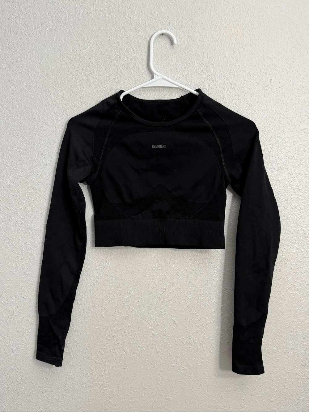 Gymshark Black Long Sleeve Cropped Performance Top